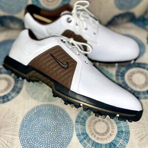 Nike ZOOM Trophy Golf Shoes White/Brown/Gold 10M *NEW*